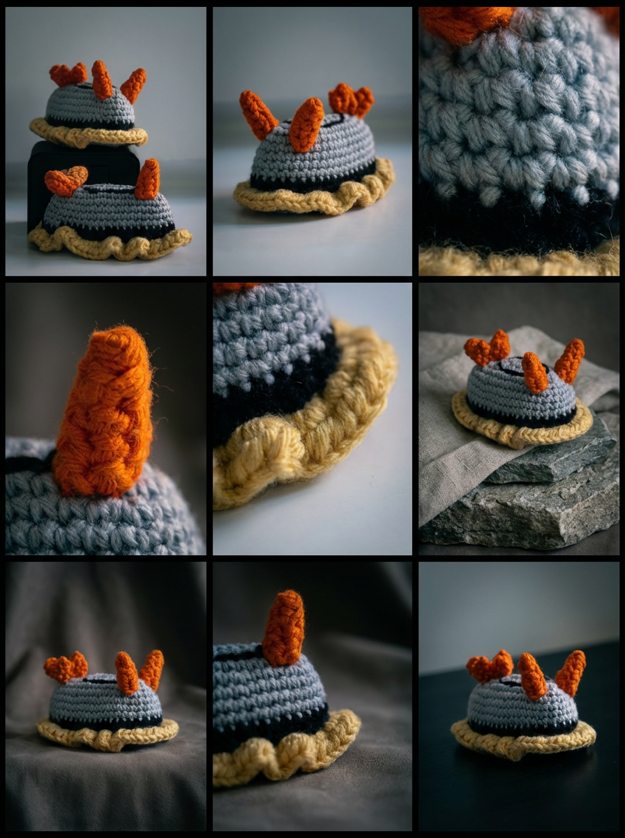 Crochet Nudibranch — Orange & Blue